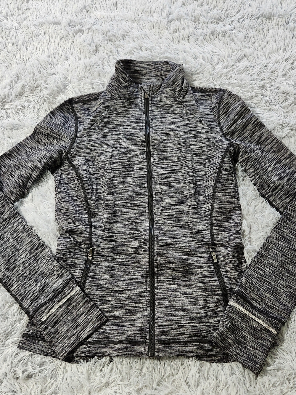 Victoria Sport Black and White Space Dye Mesh Inset Track Jacket